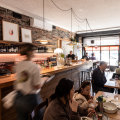 Chef Philippa Sibley’s drawings (left) decorate the walls of the bistro.