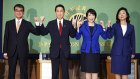 The four candidate for leadership of the LDP, from left, Taro Kono, Fumio Kishida, Sanae Takaichi and Seiko Noda.