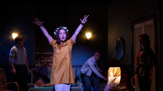 Harvey Zielinski, Emily Goddard, David Whiteley and Kat Stewart in a scene from Who’s Afraid of Virginia Woolf