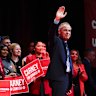 Canadian Prime Minister Mark Carney waves after his speech at his campaign headquarters after the Liberal Party won the Canadian election in Ottawa, Tuesday, April 29, 2025. (Justin Tang//The Canadian Press via AP)