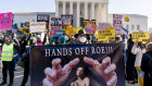 Protesters outside the US Supreme Court.