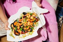 Spicy marinated seafood salad.