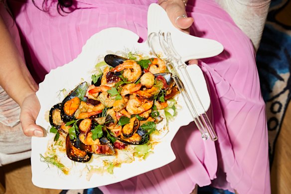 Spicy marinated seafood salad.