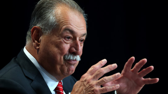 Andrew Liveris speaks during a press conference in France ahead of the Paris Olympic Games in July.