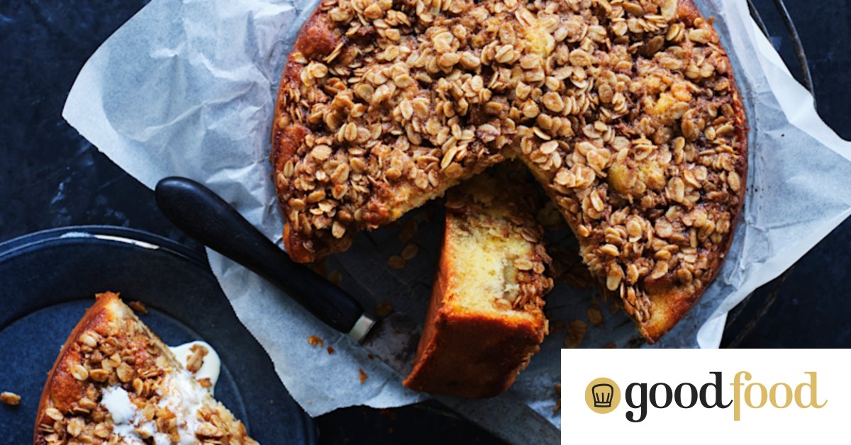 Simple apple cake recipe with maple oat crisp
