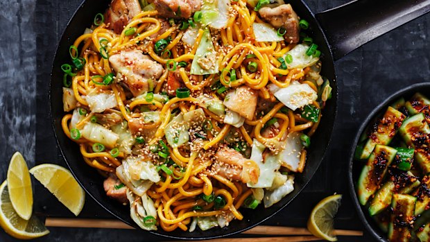 Salt and pepper chicken noodles.