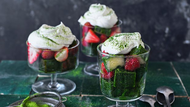 Berry matcha trifle.
