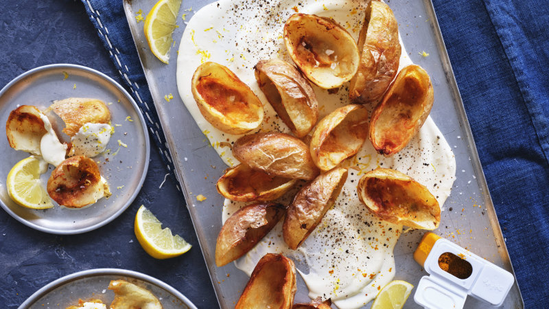 Adam Liaw’s potato skins with chicken salt and sour cream