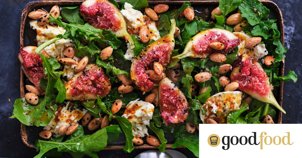 Autumn salad: Torn fig and mozzarella