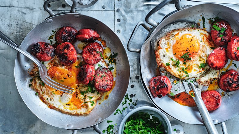 Adam Liaw’s chorizo and eggs