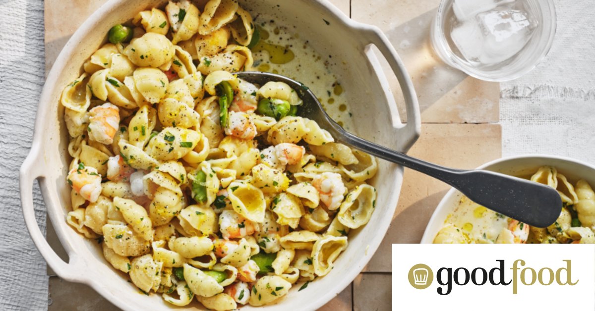 Prawn, broad bean and lemon pasta recipe from Julia Busuttil Nishimura