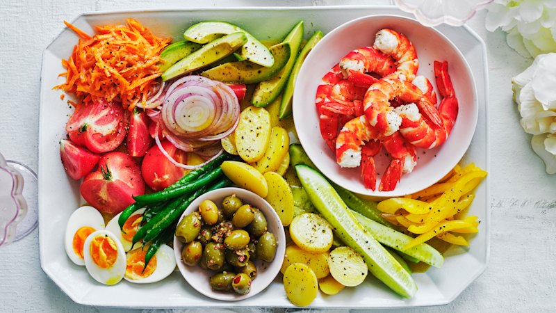 Adam Liaw’s prawn and avocado nicoise salad