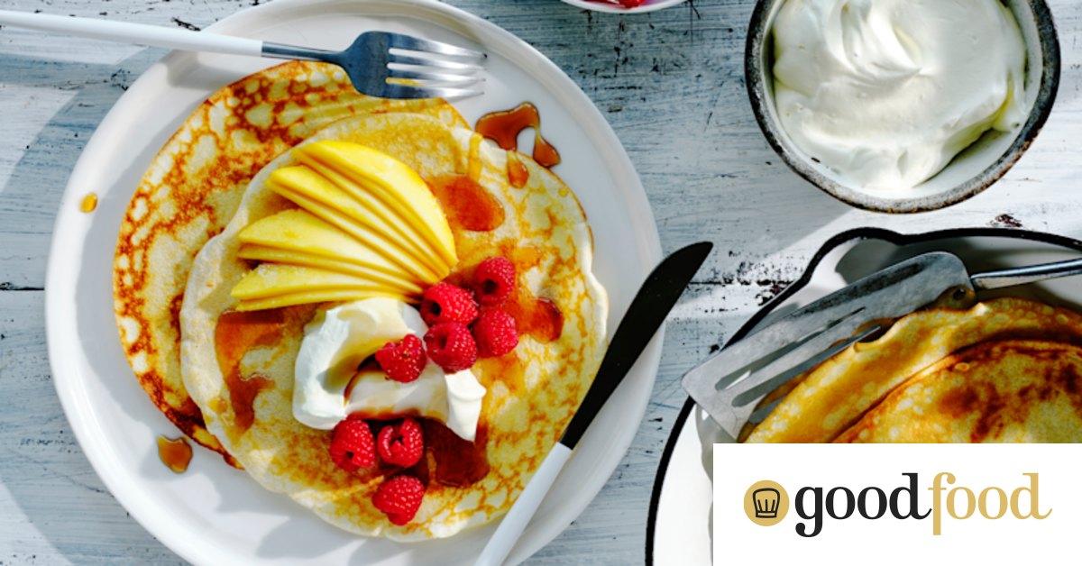 Adam Liaw’s crepes with mango and raspberry
