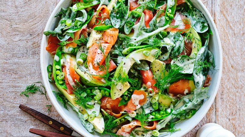 Adam Liaw’s smoked salmon and avocado salad