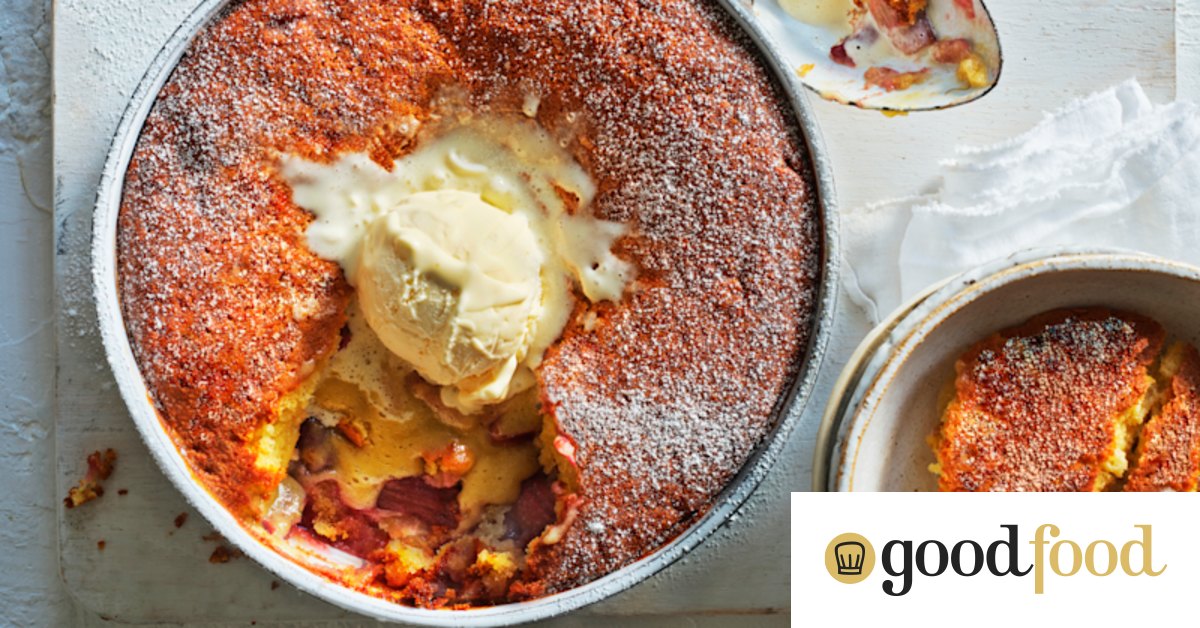 Julia Busuttil Nishuimura’s strawberry and rhubarb sponge pudding