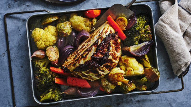 Adam Liaw’s winter vegetable tray bake