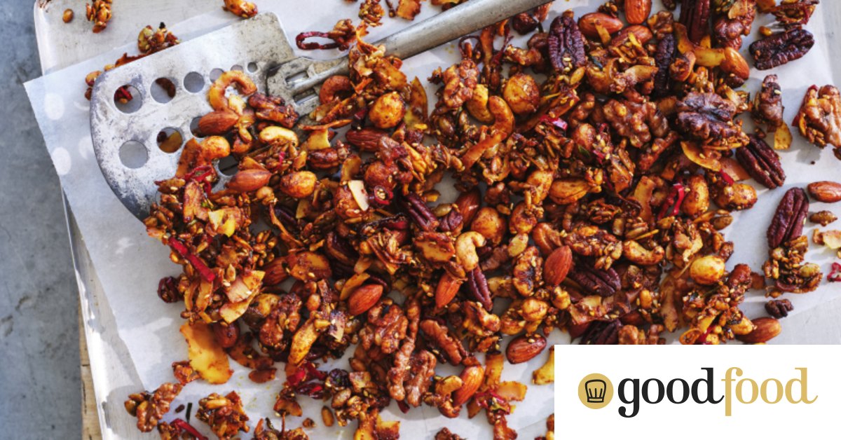 Roasted spiced nuts with makrut lime leaf and chilli