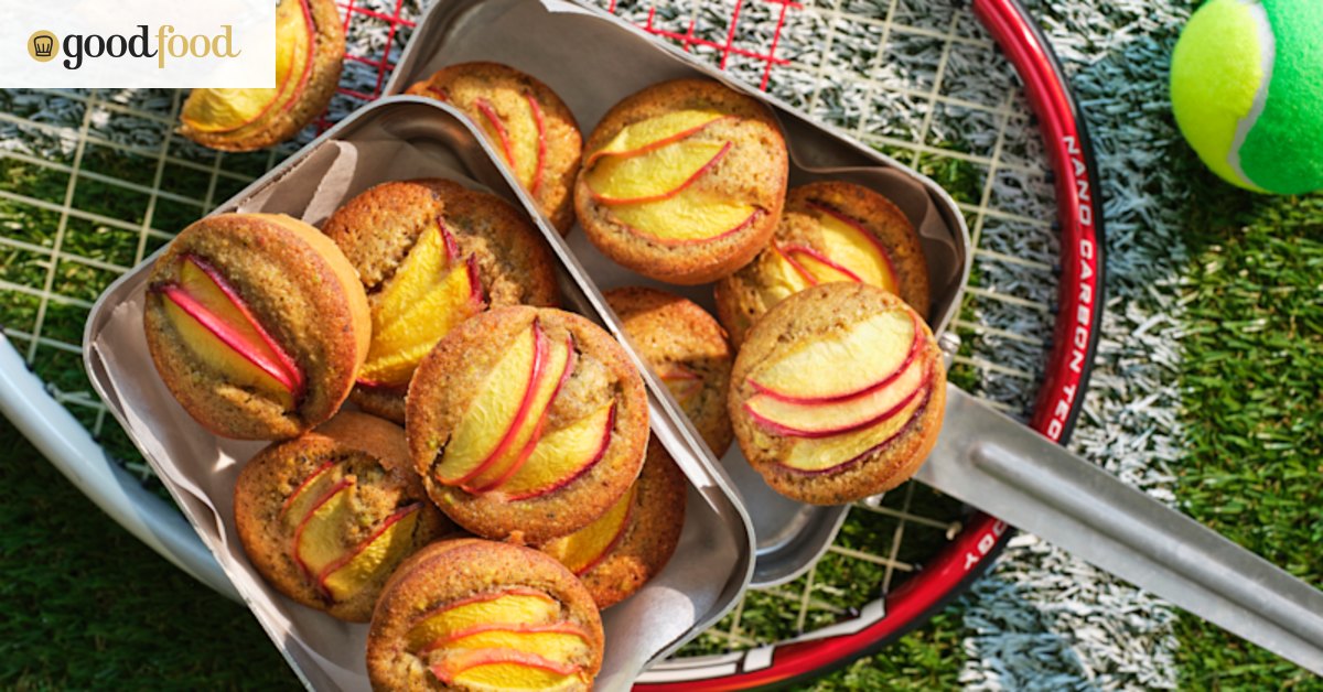 Helen Goh’s nectarine, pistachio and brown-butter friands make the perfect January treat