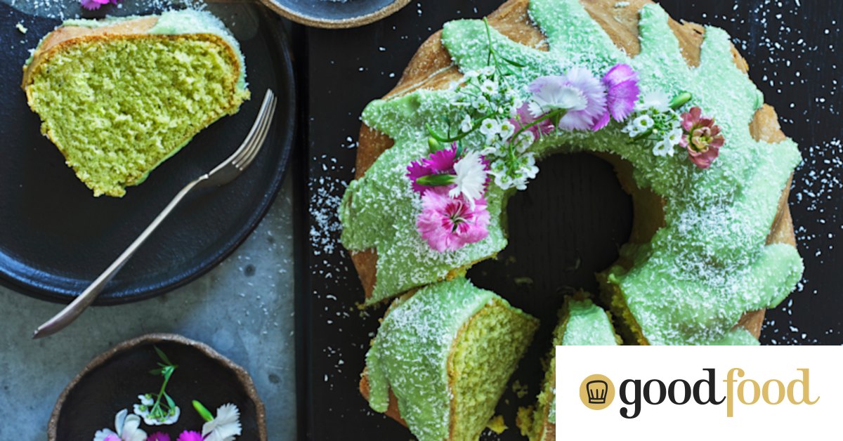 Pandan and coconut butter cake