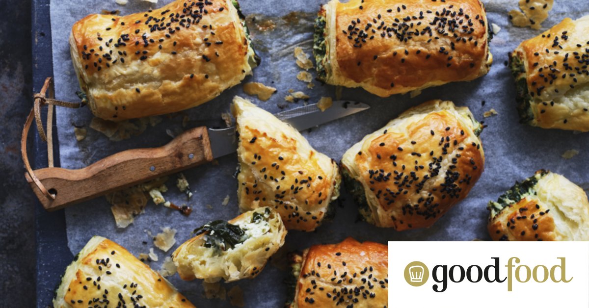 Vegetarian party food recipe Kale and ricotta pastry rolls