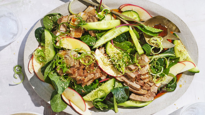 Adam Liaw’s pork, apple and spring onion salad