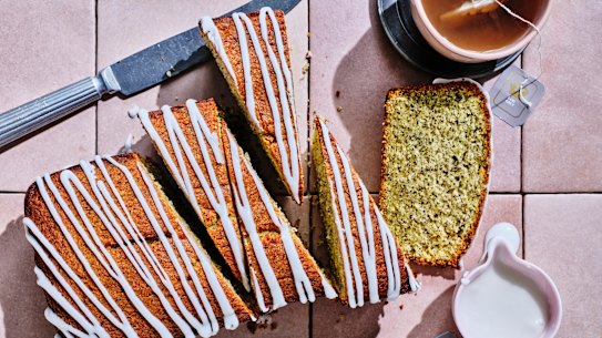Julia Busuttil Nishimura’s Earl Grey loaf cake with lemon icing.