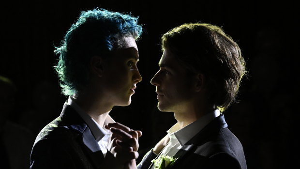 Joseph Zada as Charlie Roth with Joe Klocek as Matt Jones in Invisible Boys.