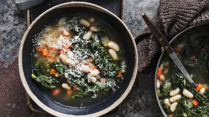 White bean, cavolo nero and parmesan soup