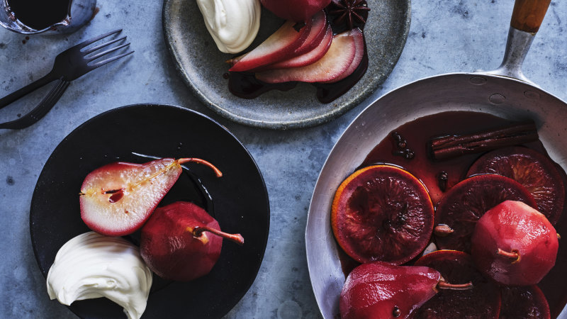 Adam Liaw’s mulled wine pears