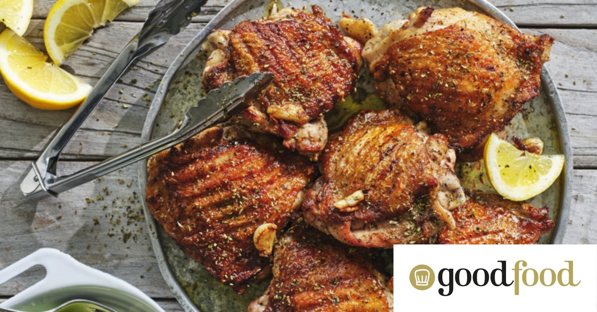 Adam Liaw’s grilled chicken thigh cutlets with lemon and oregano
