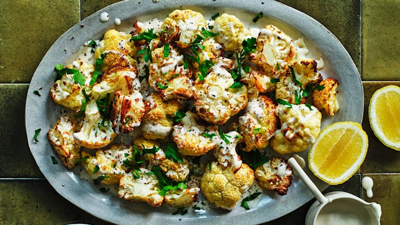 Air-fryer cauliflower with tahini sauce