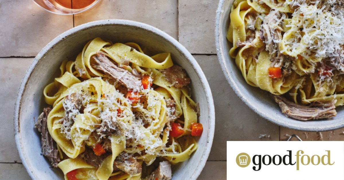 Pappardelle with white ragu, sage and lemon