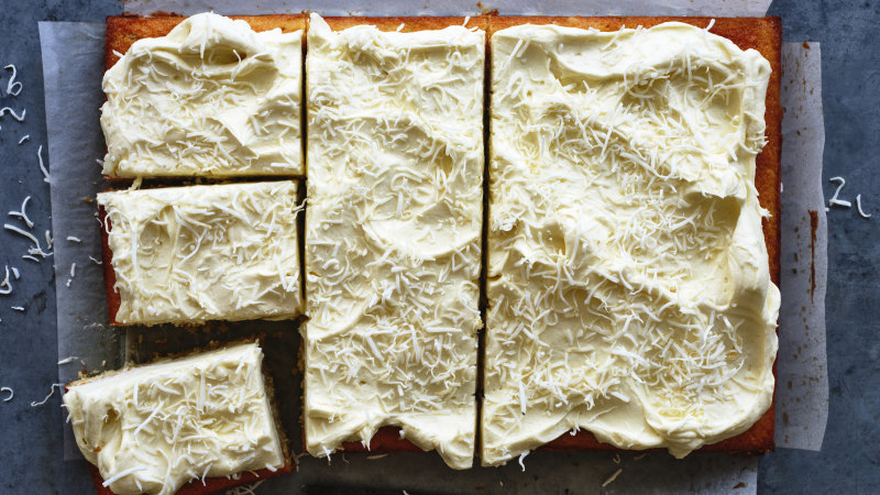 Lime and triple coconut sheet cake