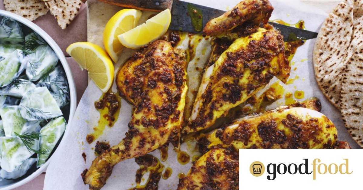 Hawaij (Yemeni spice mix) roast chicken recipe with cucumber salad