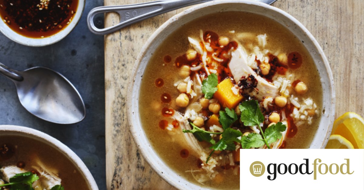 Chicken and pumpkin soup recipe with DIY spiced chilli oil