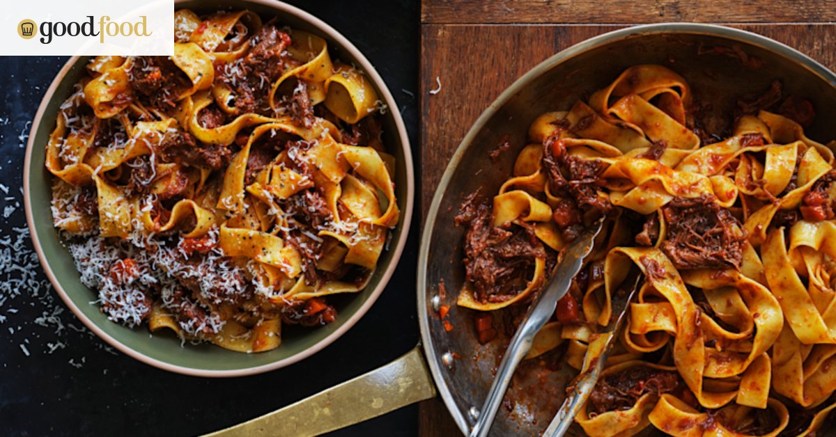 Beef short-rib ragu recipe with pappardelle pasta