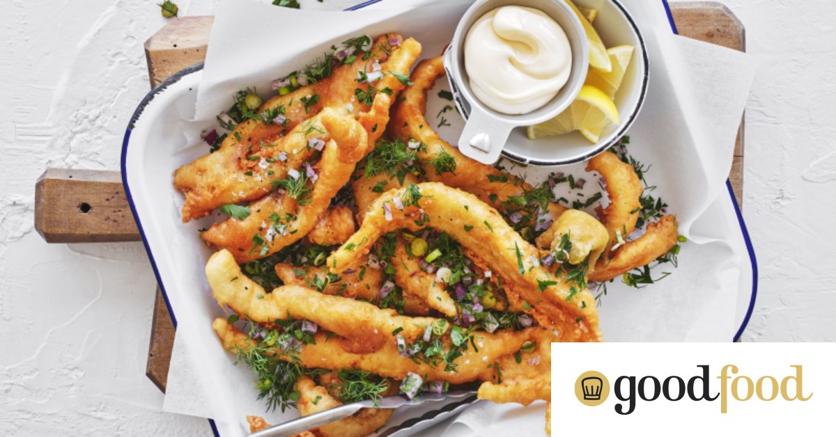 Adam Liaw’s beer-battered fish with onion and dill