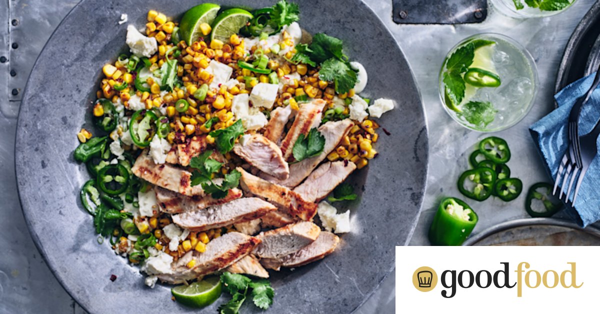 Grilled chicken and Mexican street corn (esquites) salad recipe by Danielle Alvarez