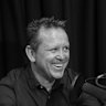 Real Footy host Michael Gleeson in the studio.