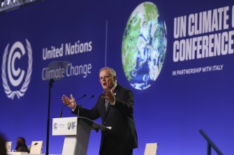 Prime Minister Scott Morrison told the United Nations climate conference in Glasgow that scientists and engineers would drive Australiaâ€™s path to net zero emissions.