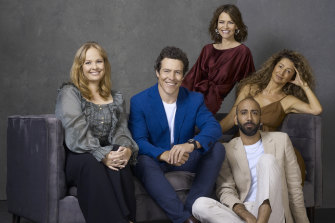 The cast of Five Bedrooms (left to right): Katie Robertson, Stephen Peacocke, Kat Stewart, Doris Younane and Roy Joseph.