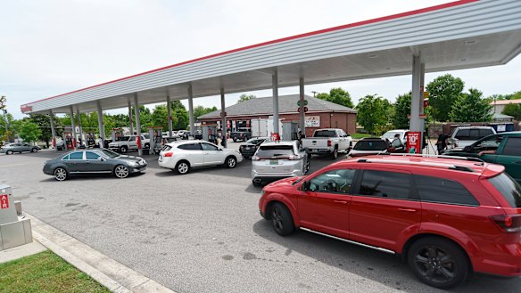 Drivers fill their tanks at the Speedway in East Ridge, Tennessee. 