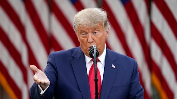 US President Donald Trump gives a press conference on Operation Warp Speed, his coronavirus vaccine fast-tracking project.