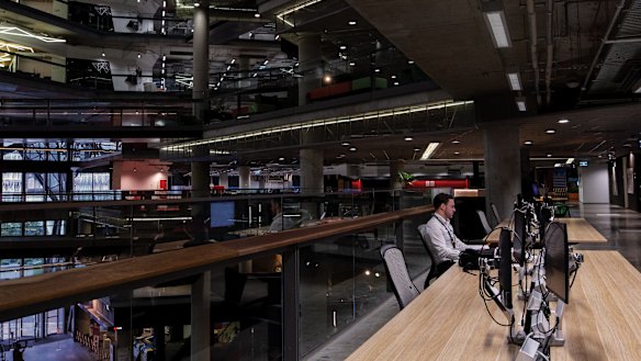 NAB's near-deserted head office in Melbourne during the coronavirus.