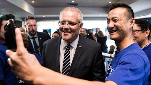 Prime Minister Scott Morrison campaigning in Melbourne.