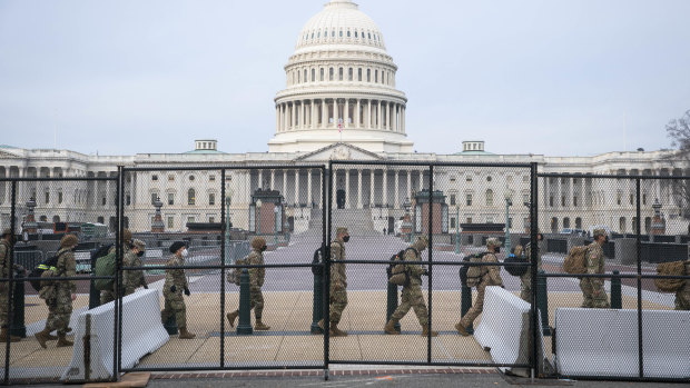 A two metre fence has been erected around the US Capitol ahead of Joe Biden's inauguration. 