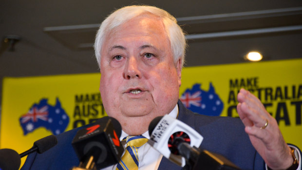 Clive Palmer, photographed in Perth earlier this month, has been described by WA Premier Mark McGowan as a "greedy hypocrite".