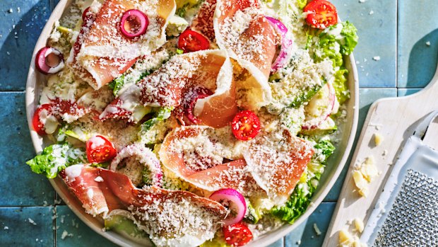 Avocado and prosciutto salad.