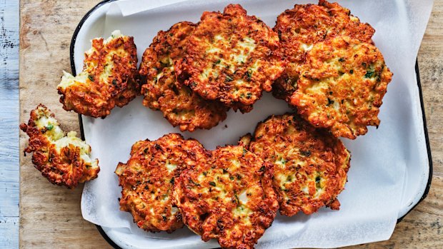 Cauliflower cheese fritters.