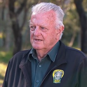 Darling Downs Zoo co-owner Steve Robinson speaking outside the zoo on Tuesday.